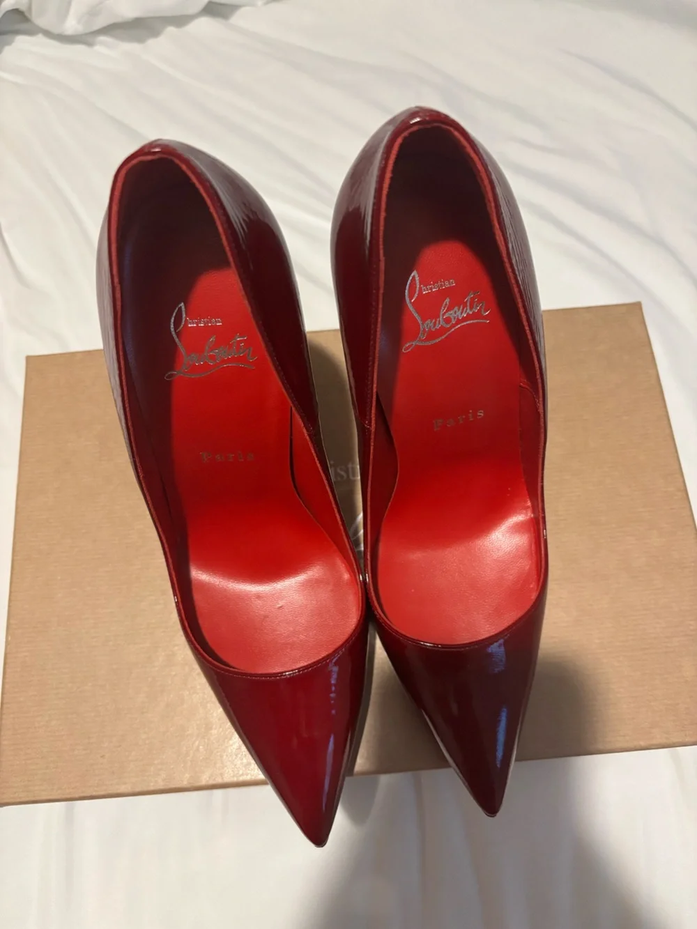 Christian Louboutin Glossy Red Patent Pointed-Toe Pumps